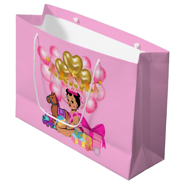 Grand Sac Cadeau Princesse en rose (Devant Angle)