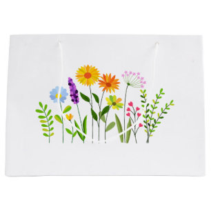 Grand Sac Cadeau Printemps Été Fleurs sauvages
