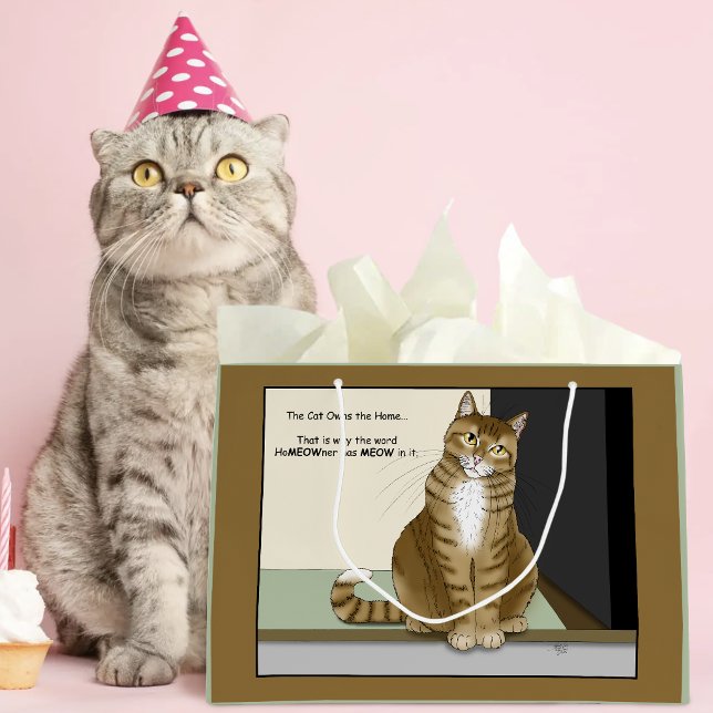 Grand Sac Cadeau Propriétaire Chat Orange Tabby Drôle de Chat (Créateur téléchargé)