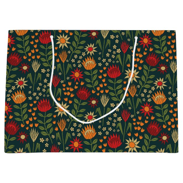 Grand Sac Cadeau Protea Floral Block Imprimer Millefleur darnes (Devant)