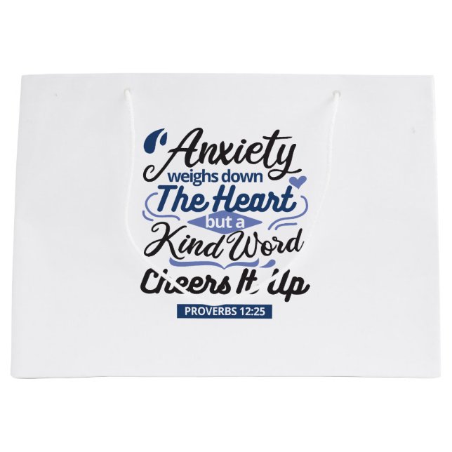 Grand Sac Cadeau Proverbes 12:25 Verset de la Bible – Art de mots g (Devant)