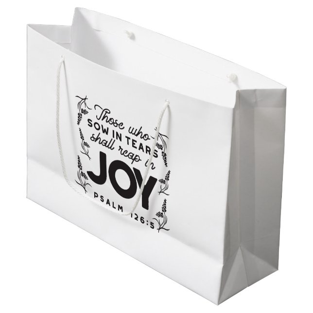 Grand Sac Cadeau Psalm 126:5 Scripture Typography – Reap in Joy (Devant Angle)
