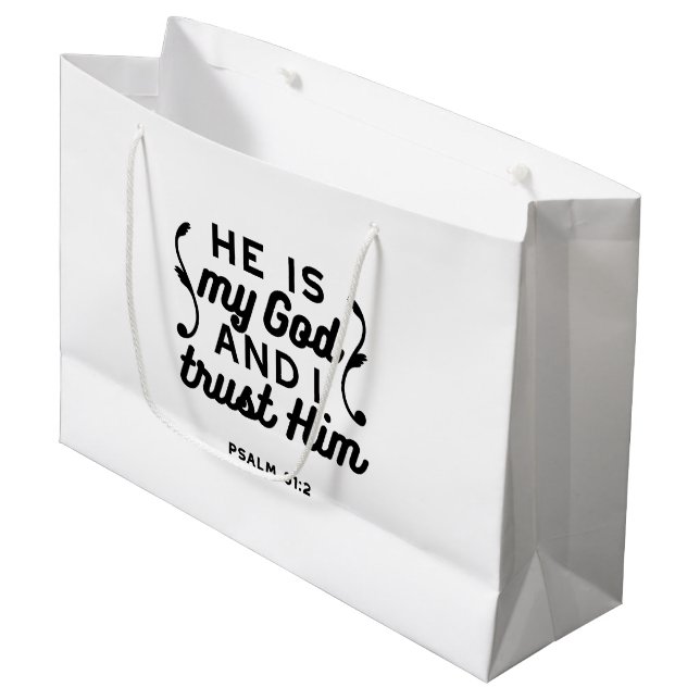 Grand Sac Cadeau Psalm 91:2 – Trust in God Christian Bible Verse (Devant Angle)