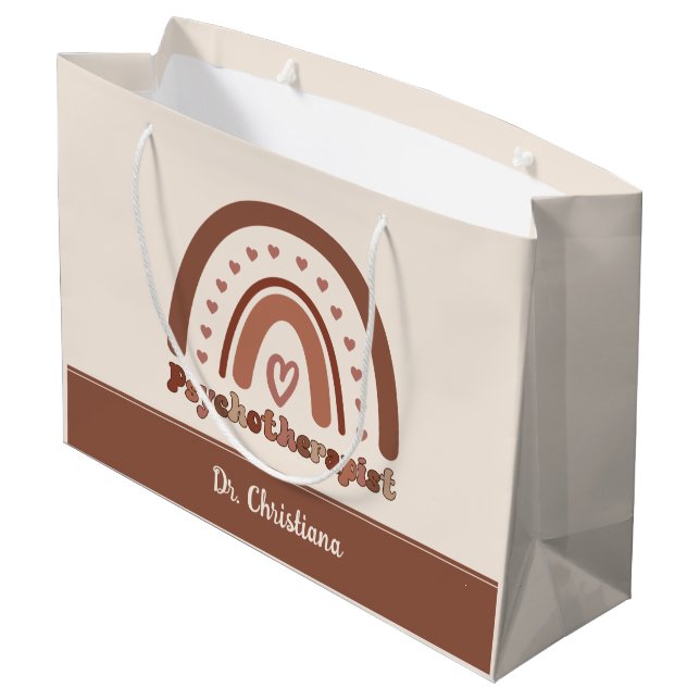 Grand Sac Cadeau Psychothérapeute personnalisée Boho Rainbow (Dos Angle)