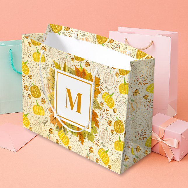 Grand Sac Cadeau Pumpkins Autumn Fall Harvest Pattern (Créateur téléchargé)