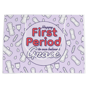 Grand Sac Cadeau Purple Cute Tampon Pad Première période