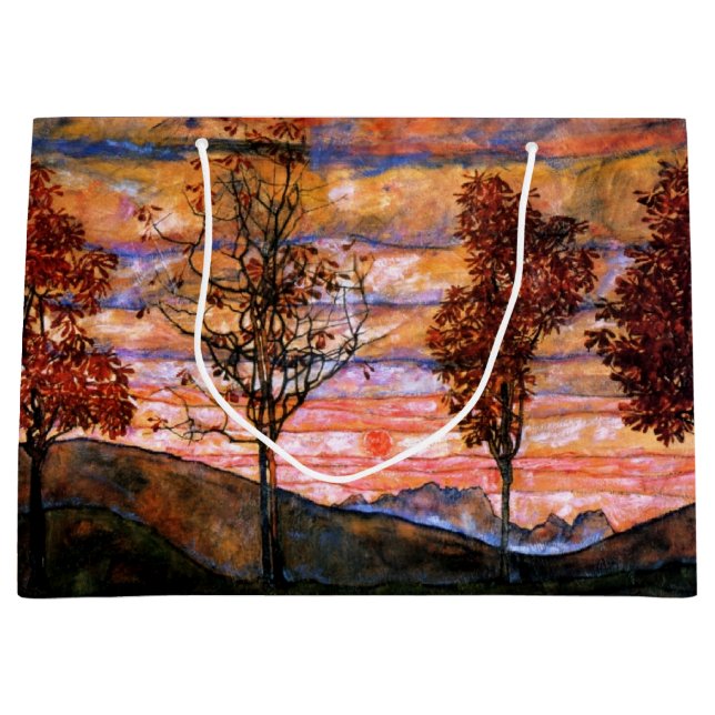 Grand Sac Cadeau Quatre arbres par des beaux-arts d'Egon Schiele (Devant)