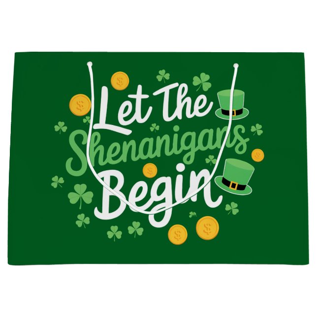 Grand Sac Cadeau Que les frasques commencent Drôle de Saint-Patrick (Devant)