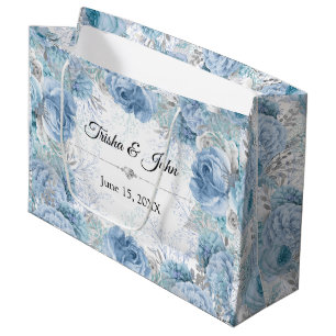 Grand Sac Cadeau Quelque chose collection bleue de mariage