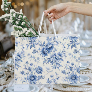 Grand Sac Cadeau Quelque chose de bleu Floral Français Toile Chinoi