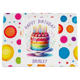 Grand Sac Cadeau Rainbow Cake Happy Birthday