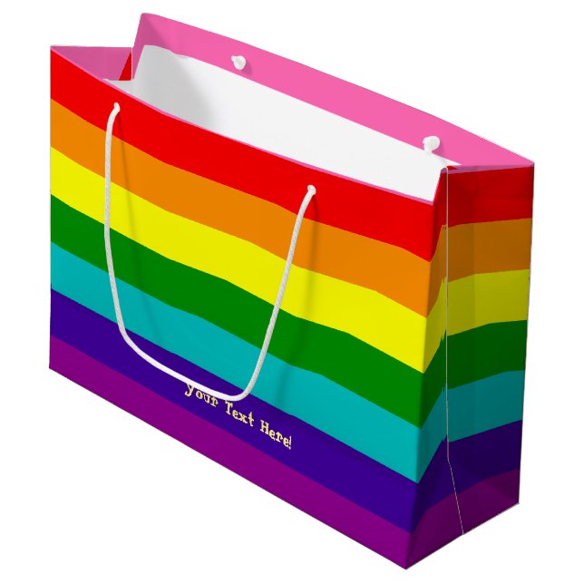 Grand Sac Cadeau Rainbow, Gay et sympathisants (Devant Angle)