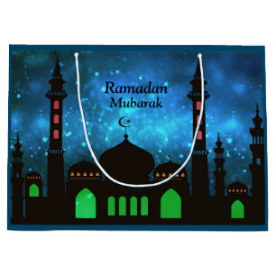 Grand Sac Cadeau Ramadan Kareem Typographie Texte du Croissant isla