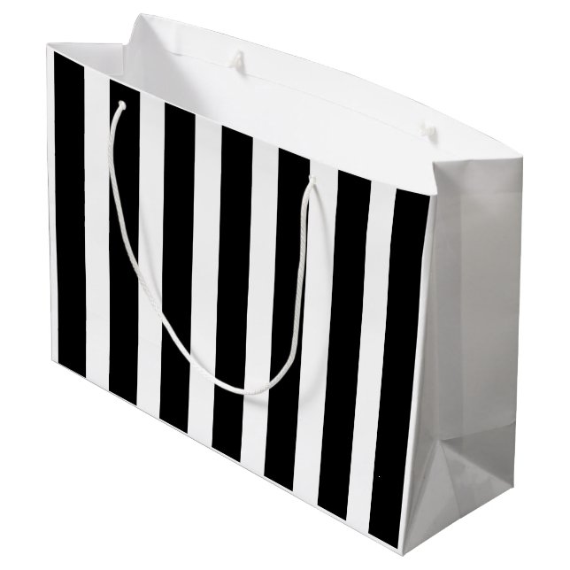 Grand Sac Cadeau Rayure noire et blanche (Dos Angle)