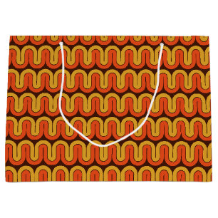 Grand Sac Cadeau Rayure ondulée rétro ambiance couleur des années 7