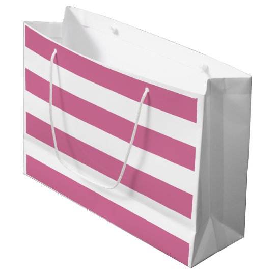 Grand Sac Cadeau Rayure rose et blanche de douche nuptiale