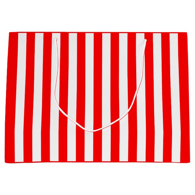 Grand Sac Cadeau Rayure rouge et blanche (Devant)