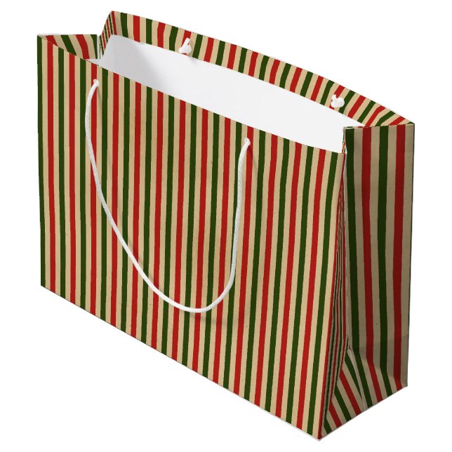 Grand Sac Cadeau Rayure vintage de Noël  (Dos Angle)