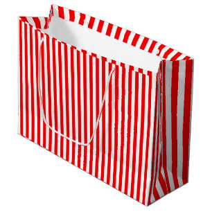 Grand Sac Cadeau Rayures blanches rouges mignonnes