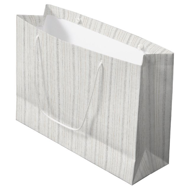 Grand Sac Cadeau Rayures crème blanches chic  (Devant Angle)
