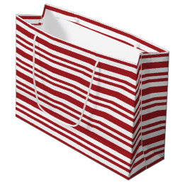 Grand Sac Cadeau Rayures de Canne à Sucre de Noël