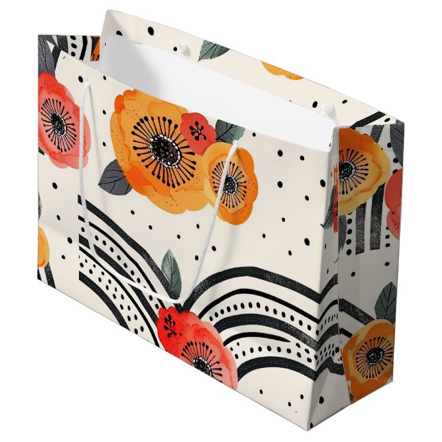 Grand Sac Cadeau Rayures de tranche de citron bold (9) (Devant Angle)