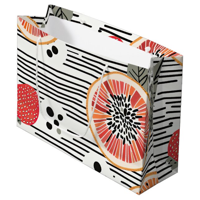 Grand Sac Cadeau Rayures de tranches de citrus gras (3) (Devant Angle)