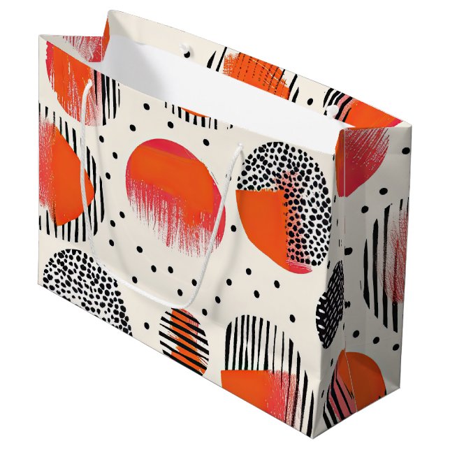 Grand Sac Cadeau Rayures de tranches de citrus gras (4) (Devant Angle)