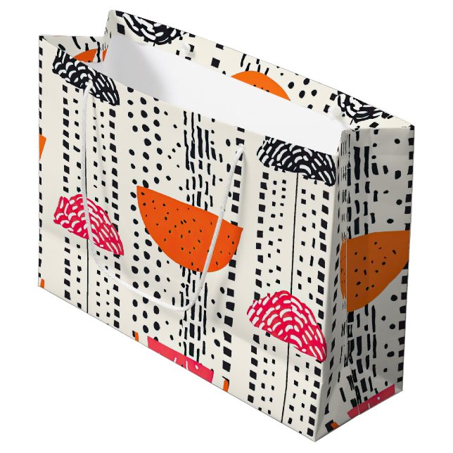 Grand Sac Cadeau Rayures de tranches de citrus gras (5) (Devant Angle)