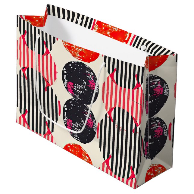 Grand Sac Cadeau Rayures de tranches de citrus gras (7) (Devant Angle)
