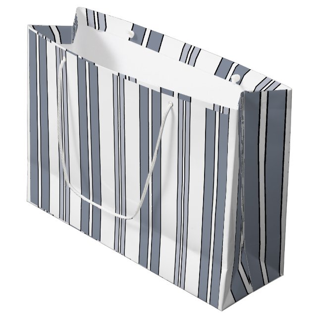 Grand Sac Cadeau Rayures grises (Devant Angle)