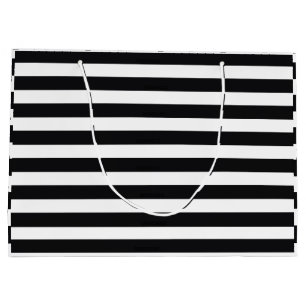 Grand Sac Cadeau rayures noir et blanc