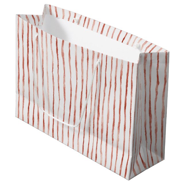 Grand Sac Cadeau Rayures Rouges Anniversaire (Devant Angle)