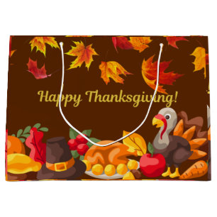 Grand Sac Cadeau Récolte de bons thanksgivings - Turquie et légumes