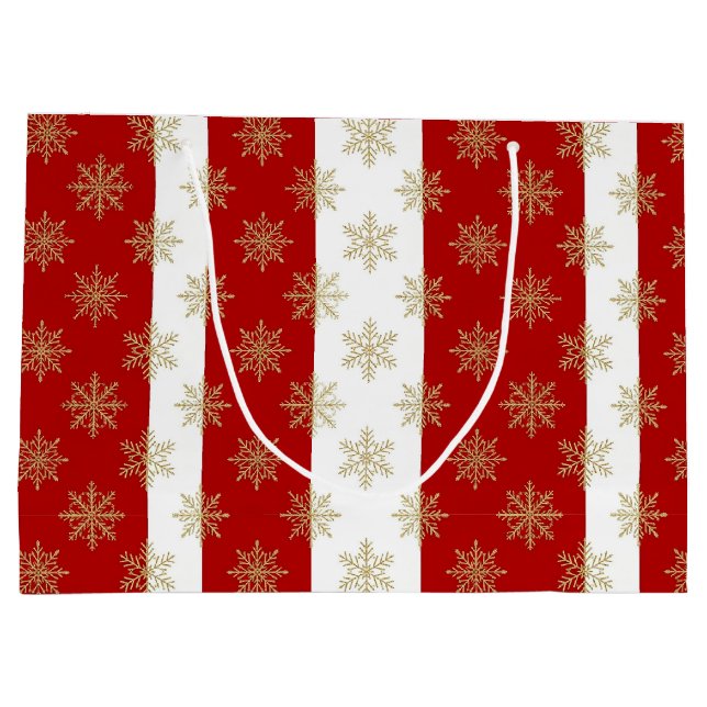 Grand Sac Cadeau Red And White Striped Holiday (Dos)