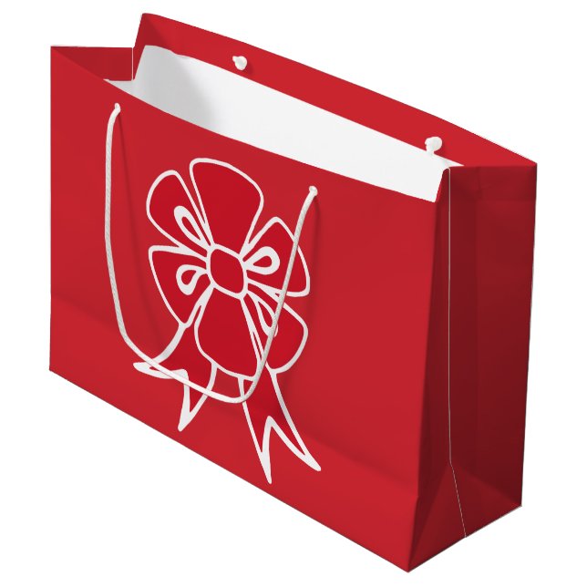 Grand sac cadeau Red Christmas Bow (Devant Angle)