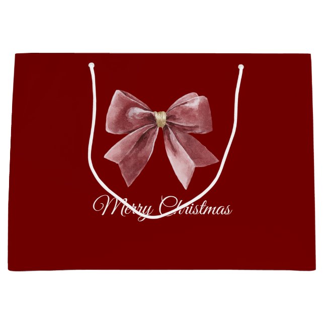 Grand Sac Cadeau Red Gold Bow Christmas (Devant)