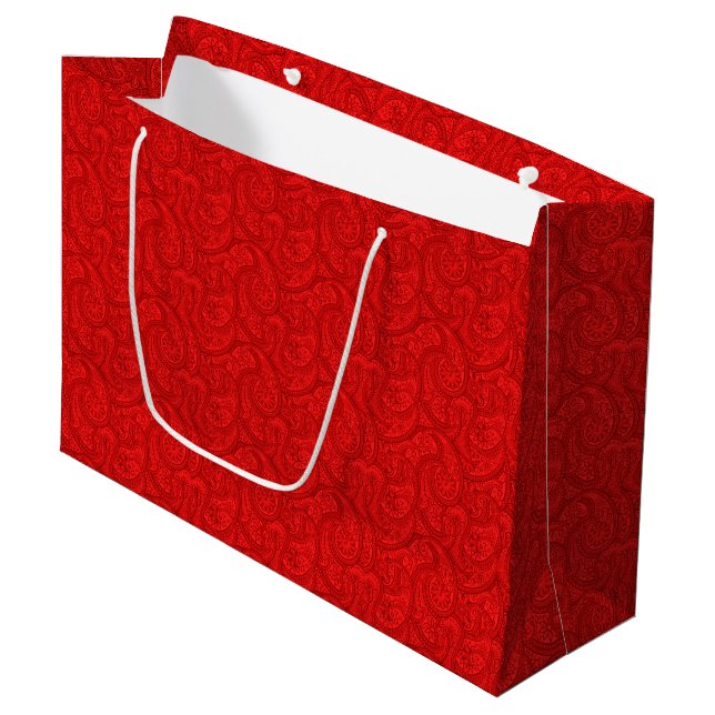 Grand Sac Cadeau Red Paisley (Devant Angle)