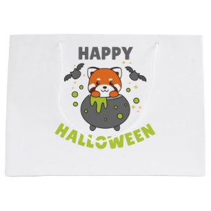 Grand Sac Cadeau Red Panda Happy Halloween Cauldron Bat