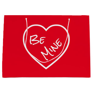 Grand Sac Cadeau Red Simplicity Be Mine Typographie Valentine Heart