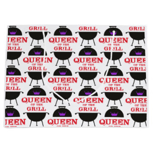 Grand Sac Cadeau Reine Du Grill, Rouge Couronne Violet