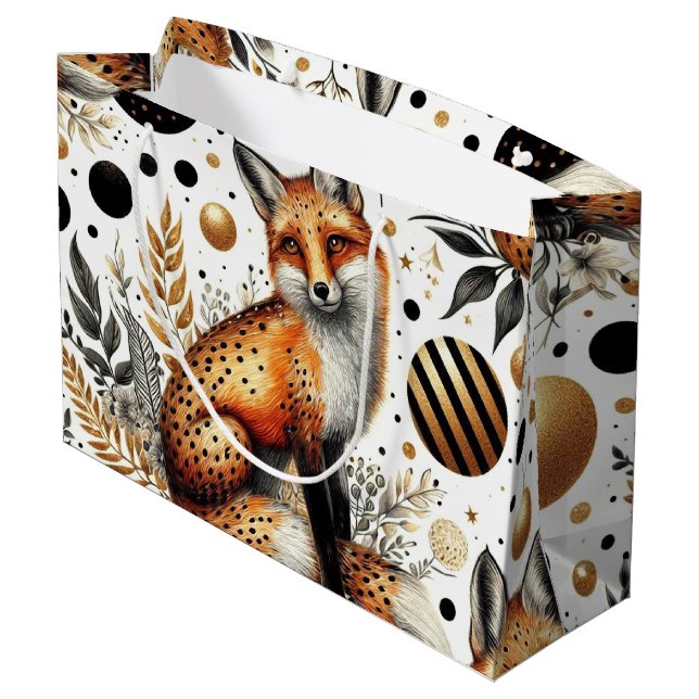 Grand Sac Cadeau Renard mignon et points sans couture (Dos Angle)