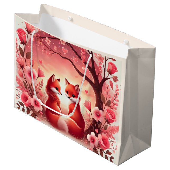 Grand Sac Cadeau Renards Mignons (Devant Angle)