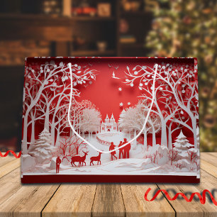 Grand Sac Cadeau Rennes 3D et personnes en village