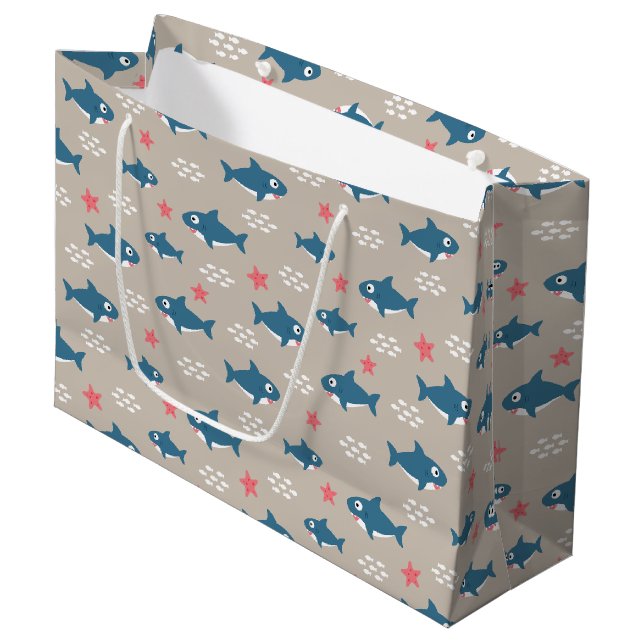 Grand Sac Cadeau Requin (Devant Angle)