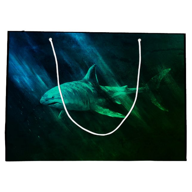 Grand Sac Cadeau Requin Bleu-vert (Dos)
