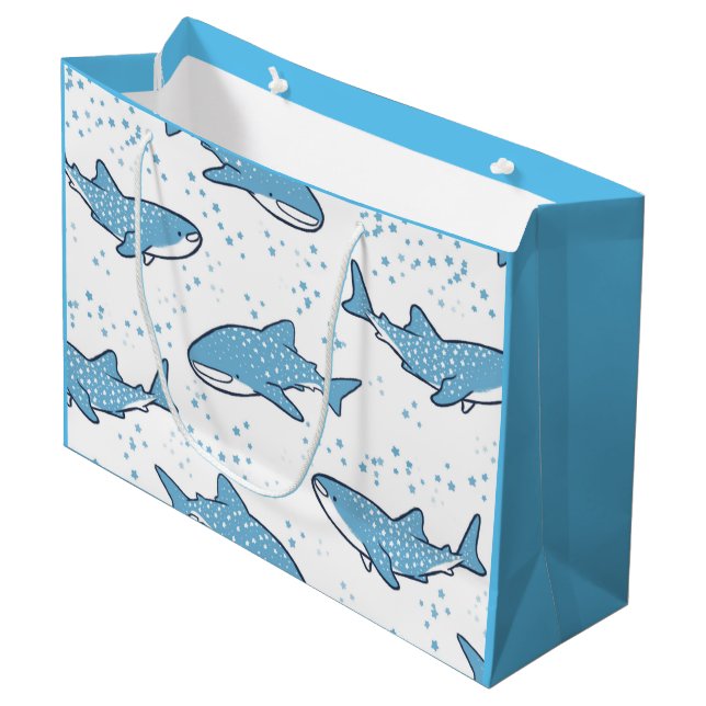 Grand Sac Cadeau Requin de baleine étoilé (lumière) (Devant Angle)