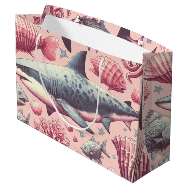 Grand Sac Cadeau Requin vintage sans joint (Dos Angle)
