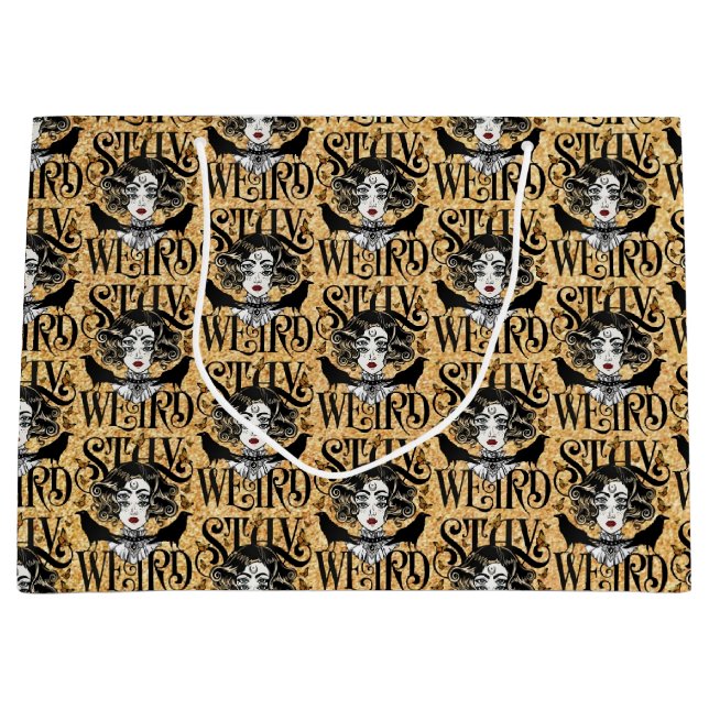 Grand Sac Cadeau Restez Bizarre (Devant)