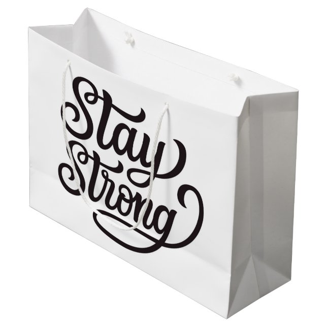 Grand Sac Cadeau Restez forts (Devant Angle)